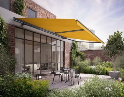 Valanced Awning in Yellow