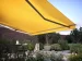 Yellow awning with LED lights